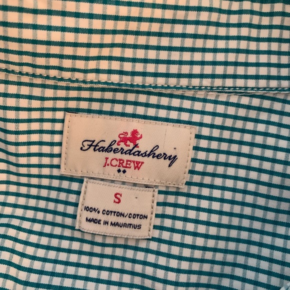 J. Crew Cotton Classic Green/White Check Shirt (S) - Picture 4 of 5